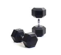 BODYPOWER 32.5Kg Rubber Hex Dumbbells (x2)