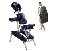 BodyPro Move Massage Therapy Chair - Portable + Reclining Stool + Lightweight + Foldable + Ergonomic + Adjustable Face Cushion + Durable Aluminium - with Carry Case (Navy)