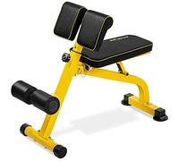 BODYRHYTHM Compact Adjustable Weighted Bench for Full Body Strength Training, Ab/Back Hyper Roman Chair, Adjustable Ab Sit up Bench, Hyperextension Bench, Back Extension Machine (Yellow)