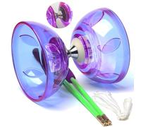 BodyRhythm Five Bearings Chinese Diabolo Yoyo Set with LED, Fiberglass Sticks, Adjustable Strings for All Ages - Best for Fitness and Tricks (Purple)