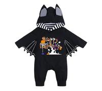 Bodysuit Baby Neutral My 1st Halloween Outfit Newborn Baby Boy Girl Costume Black Bat Long Sleeve Romper Bodysuit with Hats Romper Warm 56