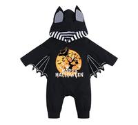 Bodysuit Baby Neutral My 1st Halloween Outfit Newborn Baby Boy Girl Costume Black Bat Long Sleeve Romper Bodysuit with Hats Romper Warm 56