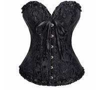 Bodysuit Black Corset Lace Up Boned Overbust Plus Size Corset Gothic Bustier Top Black Bustier Shapewear Lingerie Halloween Costume Vitage