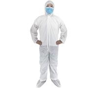 Bodysuit - Disposable Work Overall with Hood - Hazmat Suit Disposable Coveralls - Chemical Protection Industrial Safety Workwear, Full Body Protective Suits Men Women (1 Unit)