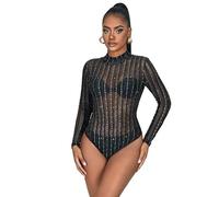 Bodysuit for Women Going Out Short Long Sleeve Leotard Clubwear Tops Black Fashion Bodysuit Top