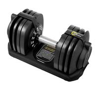BODYTECH 53LBS/24KG Quick Adjust Dumbbell - 1-Second Weight Change & Safety Lock | Sweat-Proof Metal Grip | Space Saving Home Gym Equipment (Set of 2)