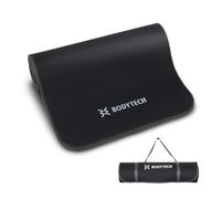 BODYTECH Exercise yoga mat with edge protection design 1/2 inch thick 27.6 inch extra wide color Gray-Black