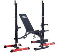 BodyTrain Adjustable Squat Rack Barbell Stands & Foldable Adjustable Weight Bench Package