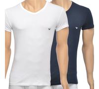 Emporio Armani Bodywear 2-Pack Stretch Cotton V-Neck T-shirt, White/Navy - S