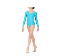 BODYWEAR LTD - Girls Long Sleeve Leotard - Shiny Nylon - Comfortable Fit - Performance Wear - Dance Class Essential - Ballet Gymnastics, Dance, School, Sportswear (Turquoise, 9-10 Years)