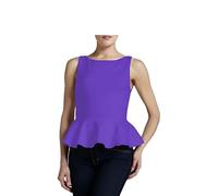 BODYWEAR LTD - Ladies Plain Sleeveless Peplum Top - Skater - Frill - Round Collar Neck - Dress for Women - Perfect for Dance, School, Office, Casual Wear (Purple, M-L)