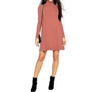 BODYWEAR LTD - Ladies Swing Skater Dress Top Turtleneck Polo Roll Neck Long Sleeve - Elegant & Comfortable Women’s High-Neck Dress - Ideal for Casual and Formal Occasions (Coral, 8-10)