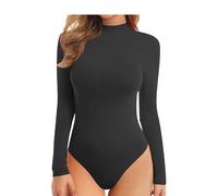 BODYWEAR LTD Ladies Turtle Neck Bodysuit Ladies Long Sleeve Stretch Leotard Top Sizes 8-14 (Black, 12-14)