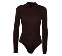 BODYWEAR LTD Ladies Turtle Neck Bodysuit Ladies Long Sleeve Stretch Leotard Top Sizes (Dark Brown, 8-10)