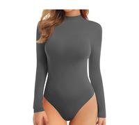 BODYWEAR LTD Ladies Turtle Neck Bodysuit Ladies Long Sleeve Stretch Leotard Top Sizes (Dark Grey, 12-14)
