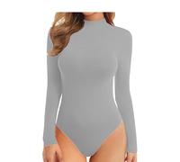 BODYWEAR LTD Ladies Turtle Neck Bodysuit Ladies Long Sleeve Stretch Leotard Top Sizes (Light Grey, 12-14)
