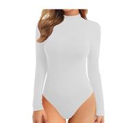 BODYWEAR LTD Ladies Turtle Neck Bodysuit Ladies Long Sleeve Stretch Leotard Top Sizes (White, 8-10)
