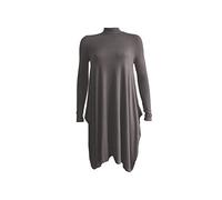 BODYWEAR LTD - Women Plain Long Sleeves Flared Polo High Neck Hanky Skater Swing Dress - Oversized Loose Baggy Top - Casual Loose T-Shirt Dresses (as8, Alpha, s, m, Regular, Regular, Space Dye)