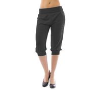 BODYWEAR LTD Women’s Plus Size 3/4 Cropped Harem Trousers - Casual Baggy Lounge Capris with Elastic Waist & Soft Stretch Fabric (Black, 16-18)