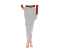 BODYWEAR LTD - Womens Ladies High Elasticated Waisted Gypsy Stretchy Bodycon Long Maxi Skirt Party Club Night Out Maxi Long Pencil Skirts (Light Grey, UK Size 14 - X/L)