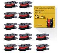 BOEDCN 12 Pack Replacement for Porelon 11216 Universal Twin Spool Calculator Ribbon 1197p 11210 Compatible with Sharp el-1197piii Nukote Br80c Calculator Ribbon Adding Machine Ribbons (Black/Red)