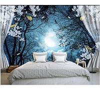 BOEERLCNL Mural 3D Living Room Wallpaper Curtains Flower Black PVC self Adhesive Bedroom Background Wall Sticker Wall Art
