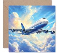 Boeing 747 Birthday Card - Soaring into a New Year - Vibrant Sunrise Clouds with Iconic Jet in Flight - Uplifting Design for Aviation Fans - 145mm Square, Envelope Included
