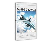 Boeing EA-18G Growler - USA Aviation, Electronic Warfare Aircraft, RAAF Plane, Carrier-based Aircraft Canvas Poster Wall Art Decor Print Picture Paintings for Living Room Bedroom Decoration 08x12in
