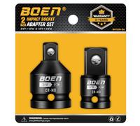 boen 2-Pieces Impact Socket Adapter and Reducer Set, 1/2"F to 3/4"M Adapter & 3/4"F to 1/2"M Reducer, Standard Square Driver & Wrench Conversion Kit, CR-MO Steel