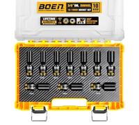 boen 3/8" Drive Deep Universal Impact Socket Set, 10PCS Metric Swivel Universal Joint Sockets (10-19mm), 6-Point Flexible Wobble Socket Set, Yellow Embossed Marking, CR-MO Steel