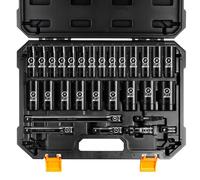 Boen 8mm-32mm 1/2” Drive Metric Socket Set, Impact Deep Socket, 6 Point Lug Nut Socket for Auto Repair with Portable Case, CR-V Steel, 29PCS