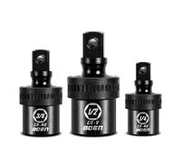 boen Impact Universal Joint Set 1/2", 3/8", 1/4" Drive, 3-Piece Swivel Socket Extensions, Impact Grade Wobble Set Meets ANSI Standards with 2 Size Markings, Chrome Molybdenum Steel for Impact Wrench