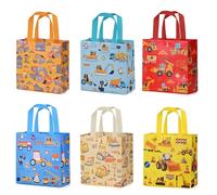 BOENFU 30Pcs Party Bags with Handles - 20 * 20 * 9cm, Small Non-Woven Gift Tote Bags Toy Goody Sweet Gift Bags for Kids' Birthday Party Supplies, Excavator Series Pattern