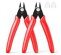 BOENFU Flush Cutter Small Wire Cutters 2 Pack 5 Inch Precision Wire Clippers Hobby Snips Side Cutting Pliers for Jewelry Making, Electronics, Red