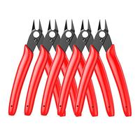 BOENFU Small Wire Cutter 5 Inches 5 Pack Flush Cutters Wire Snips Flush Cut Nippers Precision Small Side Cutting Pliers for Jewellery, 3D Print, Plastic Models, Electronics, Red