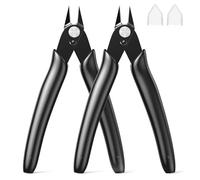 BOENFU Wire Cutter 2 Pack Precision Flush Cutters Side Cutter Small Cable Snips Diagonal Pliers for Cable Tie, 3D Print, Plastic Models, Jewelry, Electronics, Black, 5 Inches