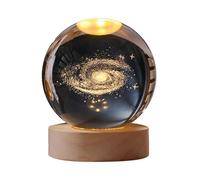 BOENJOY 3D Crystal Ball Luminous Lamp with Wooden Base (Milky Way, No Switch- Only Cable, led)