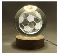 BOENJOY Gifts - 3D Crystal Ball Lamp Luminous Lamp with Wooden Base| 3D Laser Engraving Inside Crystal Ball | Warm White Light for Bedroom Decor, Birthday Gift (No Switch- Only Cable) Football B
