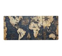 BOENLE Ancient Nautical Map Gaming Mouse Pad Desk Mat Non-Slip Waterproof Large Mousepad with Stitched Edges-31.5x11.8in