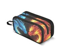 BOENLE Dragons Red Blue Fire Eyes Pencil Case Box Boys Girls Large Pencil Pouch with Zipper Compartments Big Capacity Stationery Pen Bag Organizer for Kids Teens Adults School