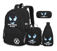 BOENZONE Backpack for Boys, Cool Luminous Boy Backpack with Lunch Box, Sling Bag & Pencil Case for Kids