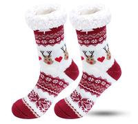 BOER Slipper Socks - Winter Ladies Non Slip Soft Cozy Fleece Lined Fluffy Knitted Warm Home Socks