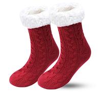 BOER Slipper Socks - Winter Ladies Non Slip Soft Cozy Slipper Socks Fleece Lined Fluffy Socks Knitted Warm Home Socks