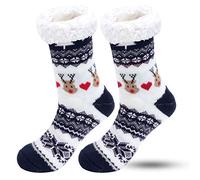 BOER Slipper Socks - Winter Ladies Non Slip Soft Cozy Slipper Socks Fleece Lined Fluffy Socks Knitted Warm Home Socks