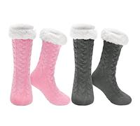 BOER Slipper Socks - Winter Ladies Non Slip Soft Cozy Slipper Socks Fleece Lined Fluffy Socks Knitted Warm Home Socks