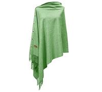 BOER Winter Warm Scarf - Women Poncho Shawl Wrap Winter Long Scarves Soft Warm Button Knitted Shawl Blanket Cape Wool Spinning Tassel Polyester Cardigan (GreenA)