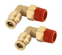 Boeray 1/4" Quick Push to Connect Fittings Brass 90 Degree Union Swivel Elbow Joint DOT Approved 1/4" Tube OD x 1/4" NPT Thread Air Brake Line Adapter Air Suspension Kit for Car Truck Trailers 2pcs