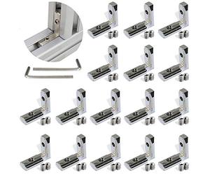 boeray 16pcs 3030 Series Inner L Bracket for Metric European Standard Aluminum Extrusion Profile Slot 8mm- Interior Joint, 16 L Joint + 32 Set Screws + 2 Wrench Tools