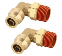 Boeray 3/8" Quick Push to Connect Fittings Brass 90 Degree Union Swivel Elbow Joint DOT Approved 3/8" Tube OD x 3/8" NPT Thread Air Brake Line Adapter Air Suspension Kit for Car Truck Trailers 2pcs