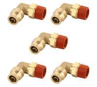 Boeray 3/8" Quick Push to Connect Fittings Brass 90 Degree Union Swivel Elbow Joint DOT Approved 3/8" Tube OD x 3/8" NPT Thread Air Brake Line Adapter Air Suspension Kit for Car Truck Trailers 5pcs